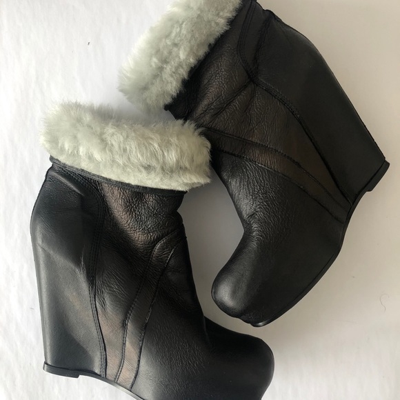 SOLD Rick Owens Black Shearling Boots - Picture 1 of 9